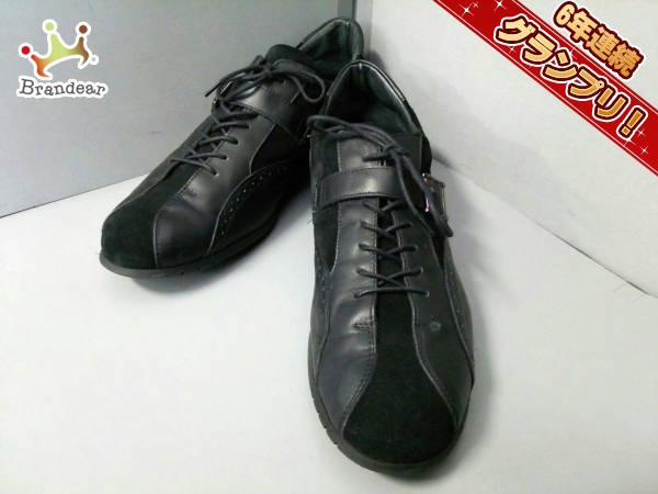 ヴェルサーチ シューズ メンズ 黒 レザー×スエード VERSACE