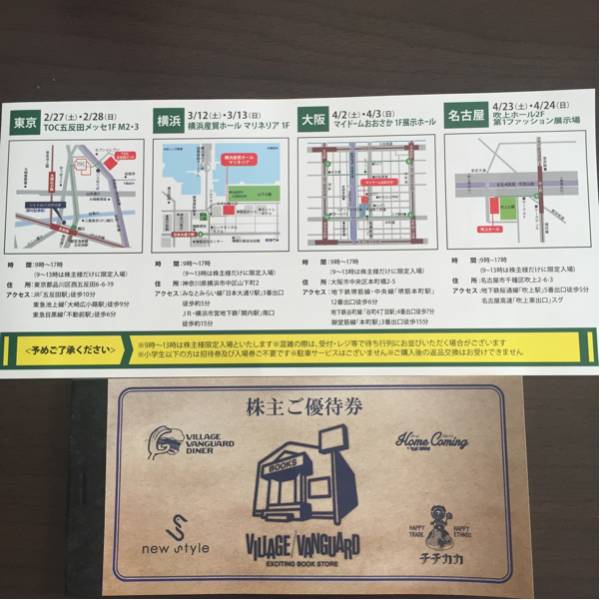 ヴィレッジヴァンガード株主優待1万円分
