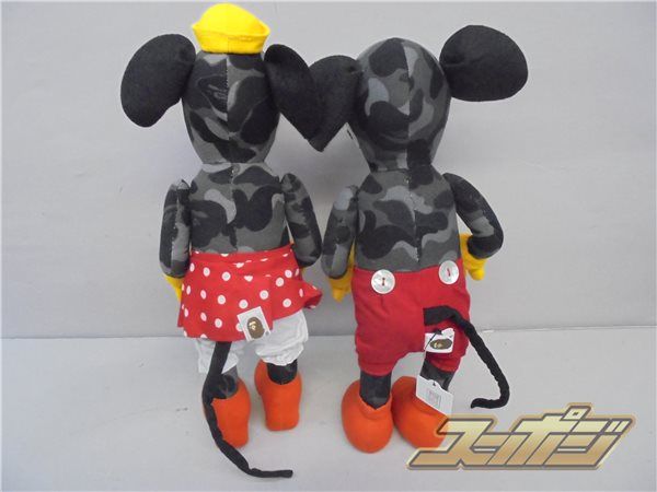 Q227 APE×ディズニー 正規品 ぬいぐるみ ミッキー＆ミニー
