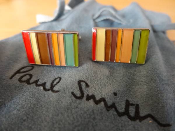 ■ポールスミス マルチストライプ柄のカフス 巾着袋付き■