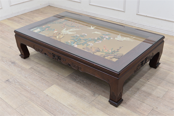 DV23美品 本花梨 総無垢 珊瑚サンゴ 座卓 座敷机 ローテーブル ズレ