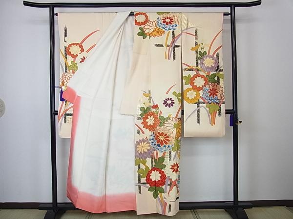 平和屋特選着物■豪華振袖　駒刺繍　菊尽くし　金彩　ｋ635