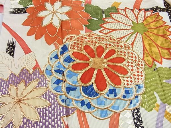 平和屋特選着物■豪華振袖　駒刺繍　菊尽くし　金彩　ｋ635
