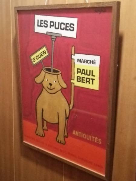 サヴィニャック 額入りリトグラフィ Savignac Les Puces アンティーク