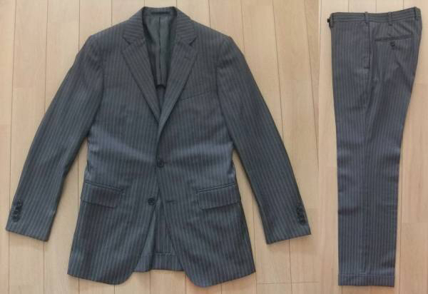 【良品】バーニーズニューヨーク ストライプスーツ グレー 2B 44