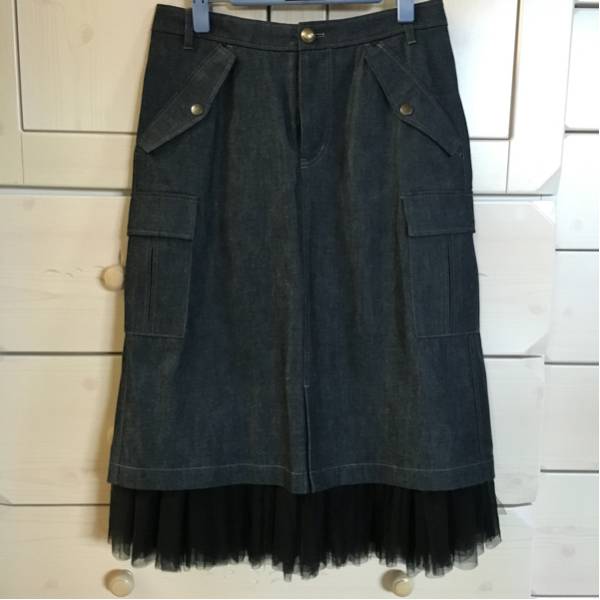 【美品】ロイスクレヨン デニム&チュールのマキシ丈スカート