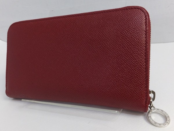 ブルガリ BVLGARI 赤 ラウンドファスナー ウォレット 財布G35135