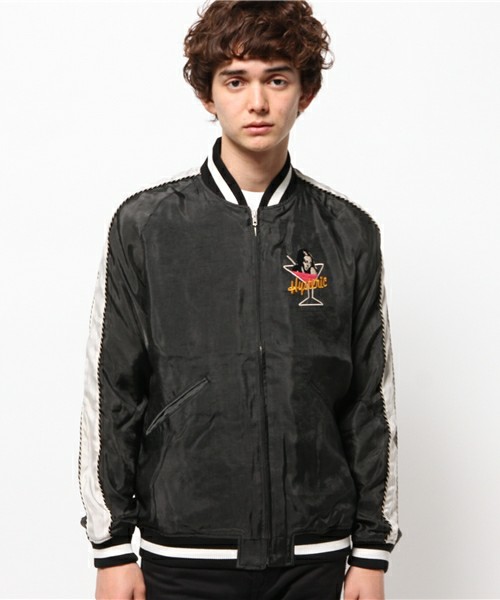 新品 HYSTERIC GLAMOUR スカジャン(NAKED TRUTH刺繍 裏総柄)黒 M