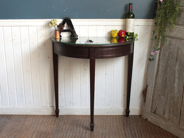 英国アンティーク◇古木コンソールテーブル/飾り棚/花台ガラス机