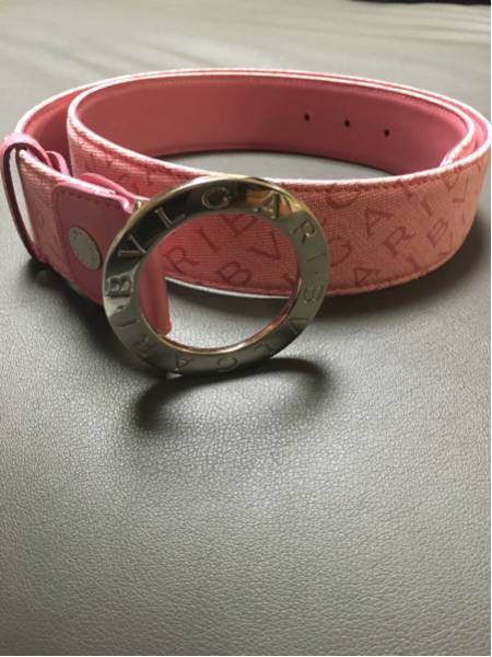 BVLGARI ロゴマニア ベルト ピンク 77cm±2.5 幅4cm 1083 BVLGARI