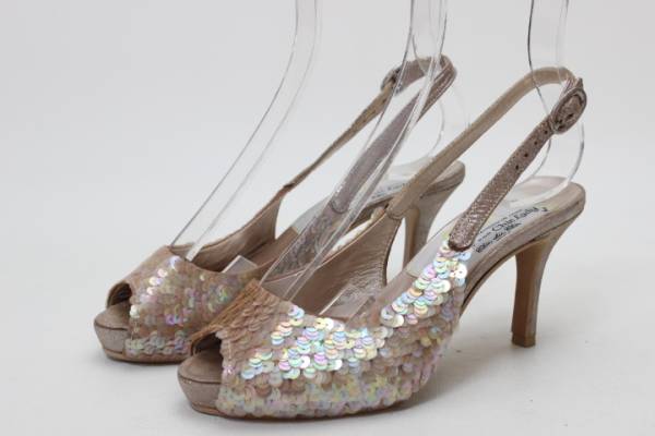 91■pippi 本革スパンコールサンダル（35半）ピッピ