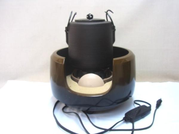 茶道具【野々田製　錆びない釜　「風炉電熱器付き　釜」組　】あ