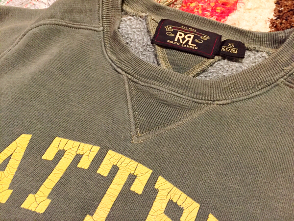 【美品】RRL ラルフローレン 両V スウェットシャツ XS