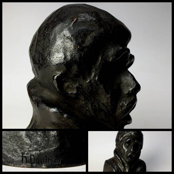 3H4 ◆彩◆ アンティークブロンズ像　H.Dauirilr 作　人物像◆