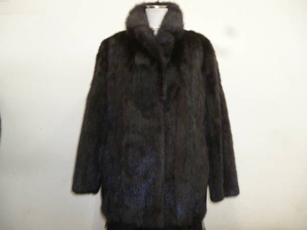 ■ダークミンク■ハーフコート■ゆったり15号■ユーズド■