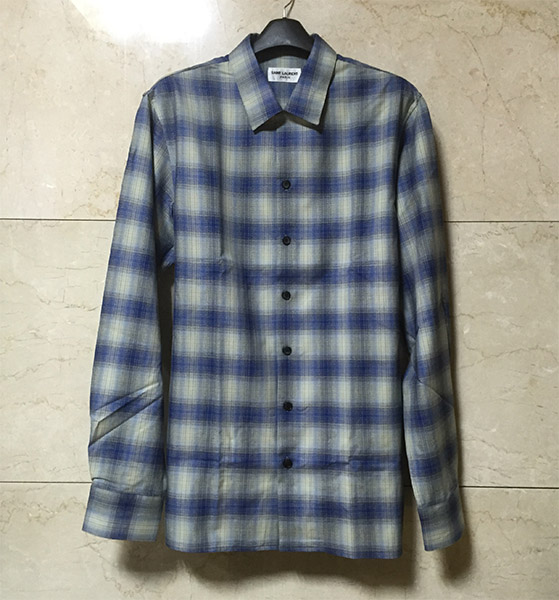 14AW SAINT LAURENT サンローラン レーヨン チェック シャツ 39