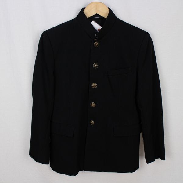 直営 ☆B中古ウール混男子標準型学生服詰襟学ラン上着155A黒TGU9132 