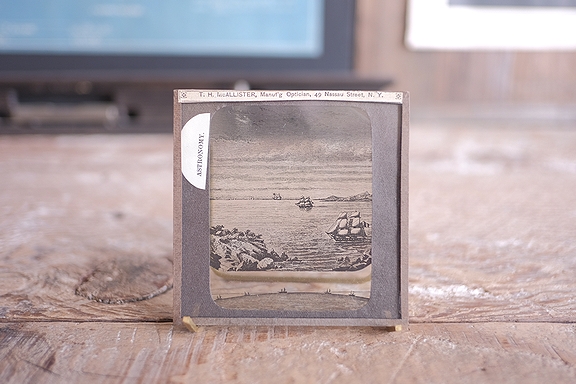 古いガラススライド 水平線 アンティーク 天体 天文 古道具 理科