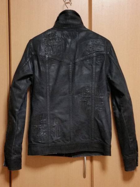 SHELLAC上質黒染めコーティングダメージリペア加工デニムGジャン