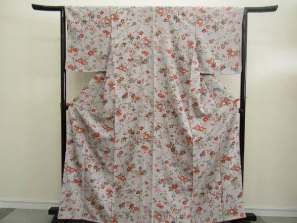 専用　小紋 ka-3688 紅型染 花文小紋 仕立て上がり 小紋 【公式通販】