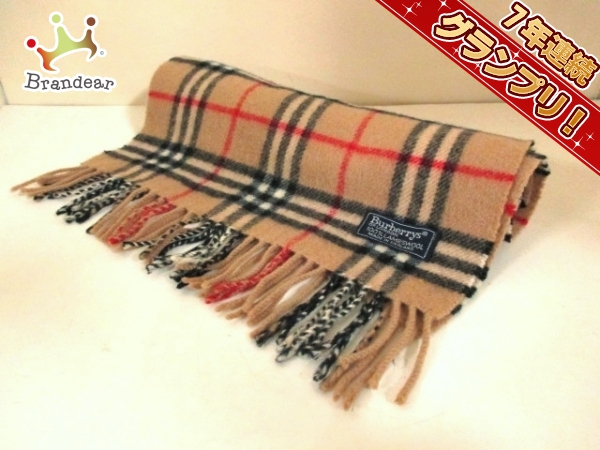 Burberry's(バーバリーズ) マフラー ライトブラウン×黒×レッド