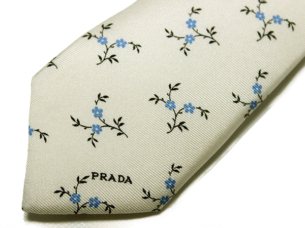 12 プラダ PRADA 新品本物 1円 花柄 ネクタイ SILK 100%