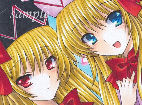 ★手描きイラスト/東方/リリーホワイト＆リリーブラック/色紙★