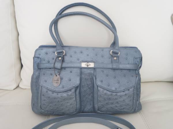 美品★オーストリッチ ハンドバッグ JRA 2WAY ブルー系　トート