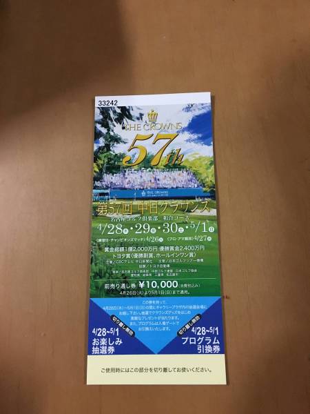 中日クラウンズ　　通し券　　１冊