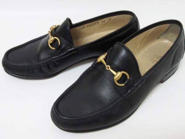 グッチ GUCCI ビット ローファー レザー シューズ 40E 黒 メンズ