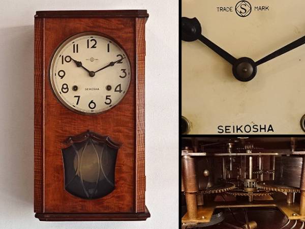 ◆嵐◆大正期 精工舎 木地箱型掛時計 S519