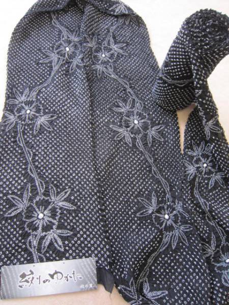 限定◇高級有松鳴海絞り浴衣◇未仕立品①黒地 女性和服、着物 浴衣