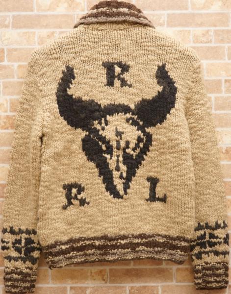 RRL 手編み ウール ショールカラー カーディガン S M XL
