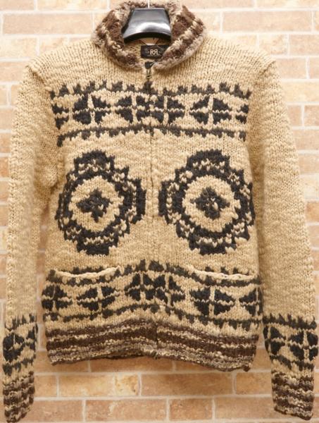 RRL 手編み ウール ショールカラー カーディガン S M XL