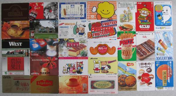 未使用テレカ105度数2枚・50度数27枚 コーヒー・お菓子など