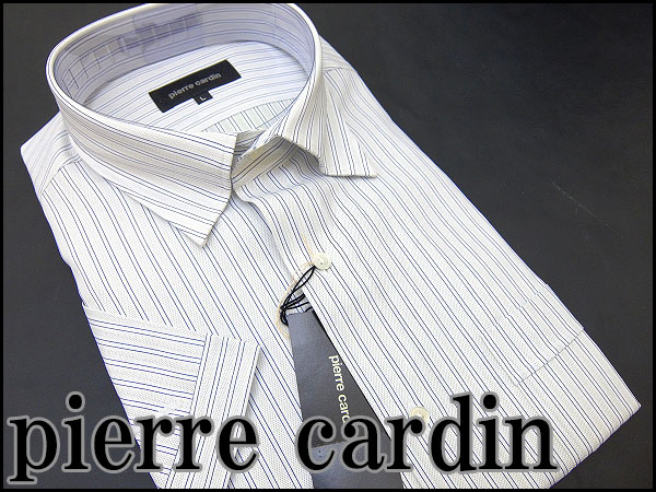 新品 ピエールカルダン ストライプ半袖ドレスシャツM★I13113