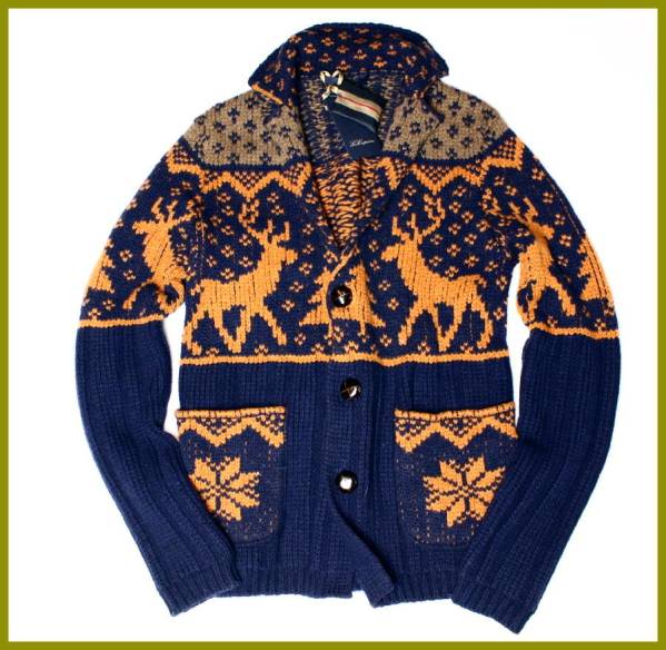 【Les Copains レ・コパン】ノルディック ニット ジャケット/50