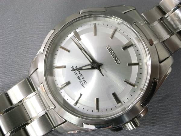 セイコー メンズ KINETIC 5J21－0A10 シルバー 難有り