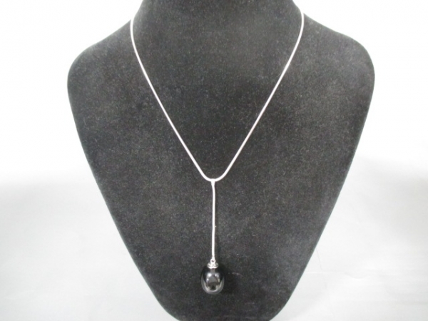 バカラ ネックレス 美品 シルバー×クリスタルガラス 黒