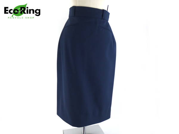 1円 シャネル ブティック タイト スカート size38 ネイビーBA961