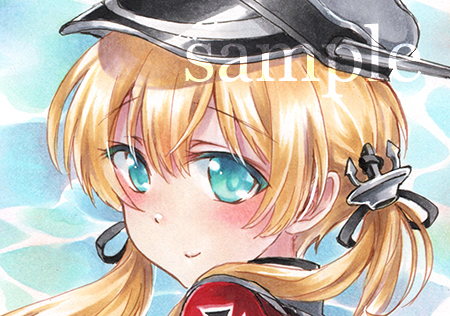 同人 手描きイラスト ☆ 艦これ　プリンツ・オイゲン ☆ 色紙