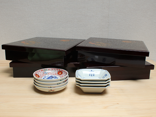 たち吉 松花堂弁当 花丸文 4客 四方弁当 漆器 陶器 天然木 橘吉