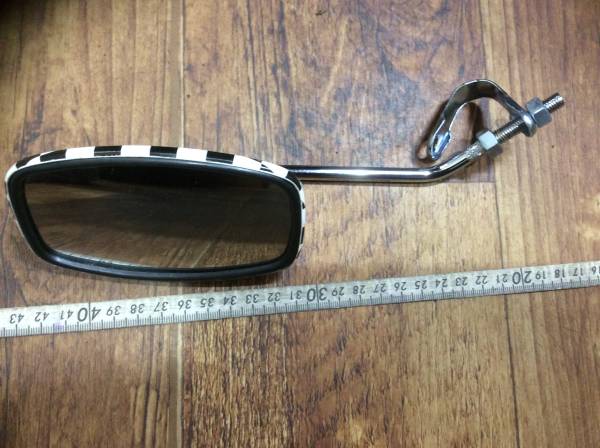 昭和 旧車　カブ型 【JAPAN】 チェック柄 バックミラー　希少