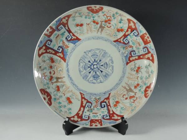 ◇栄◇古伊万里 色絵 鹿 花草文 飾大皿 江戸期 72a103 2026年最新Yahoo