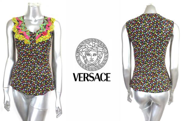 ジャンニヴェルサーチGianni Versaceカラフル派手ノースリーブ38 は