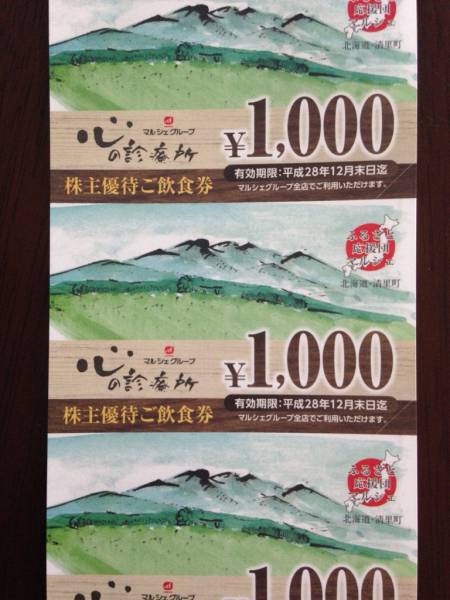 マルシェ株主優待券25000円分 酔虎伝 送込