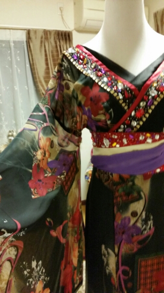 美品　和服ワンピース　ドレス　キャバクラ　前スリット