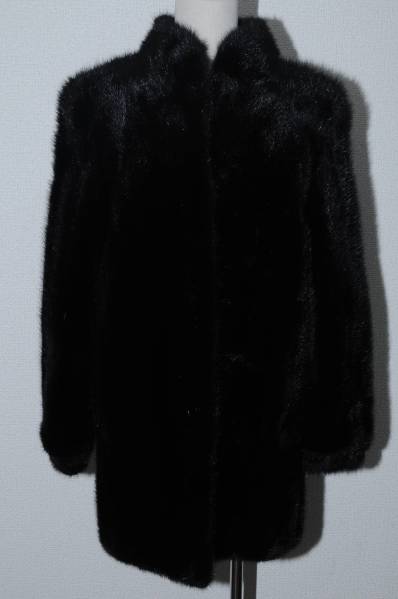 ★ミンク 毛皮 ファー 黒 ブラック コート 13号★