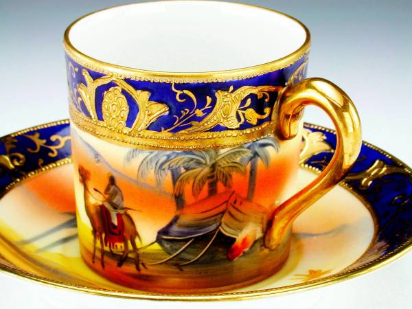 オールドノリタケ・金盛藍砂漠風景図 キャビネットカップ 【公式通販】