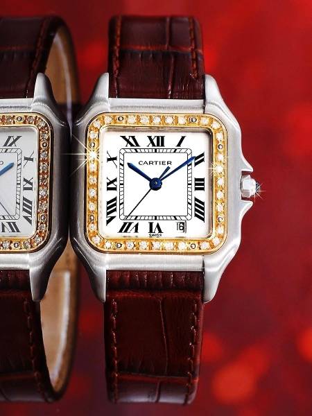 極美品&正規品 18K/SS カルティエ パンテー ル ダイヤ腕時計